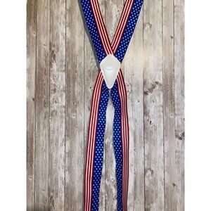 Stars & Stripes Patriotic Clip End Suspenders Red White Blue Adjustable 42"
